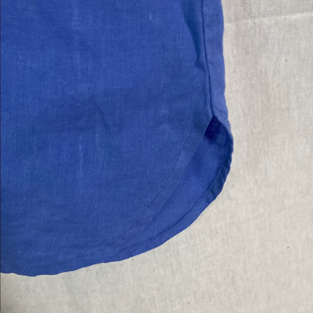 Flax Linen Cornflower Blue Popover Relaxed Polo Collar NWT Size L 14-16 Timeless - Picture 6 of 13